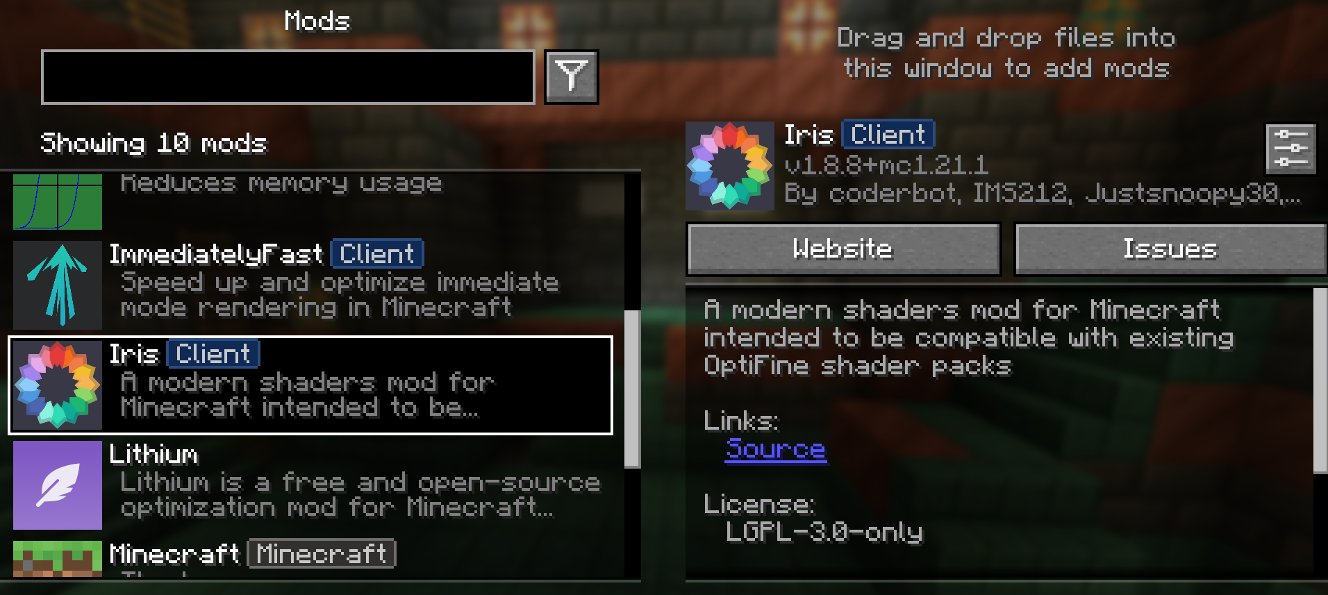 Screenshot des Modpacks Shaders & Optimization (3/3)