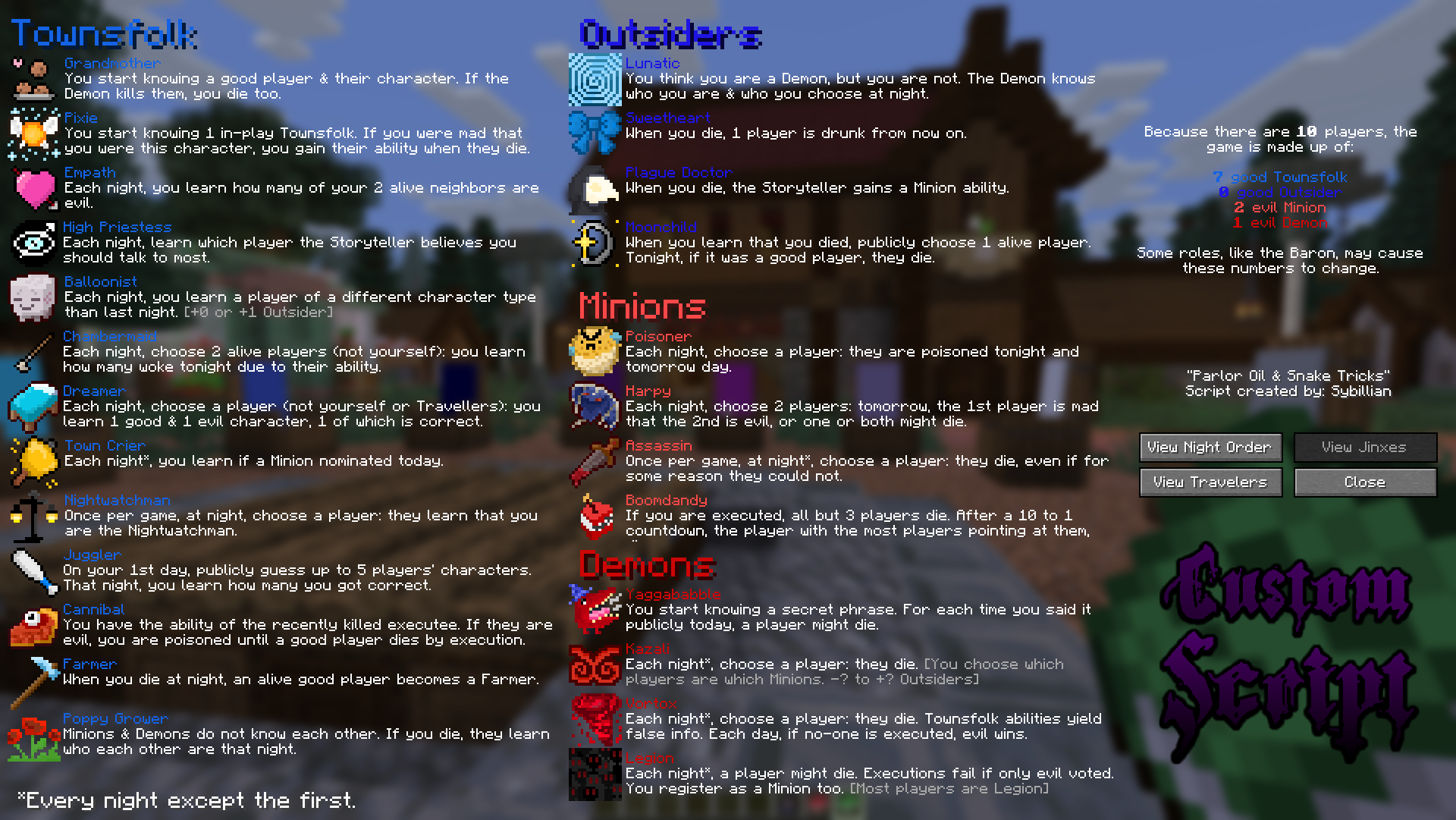 Screenshot modpacku Blood on the Clocktower (3/3)