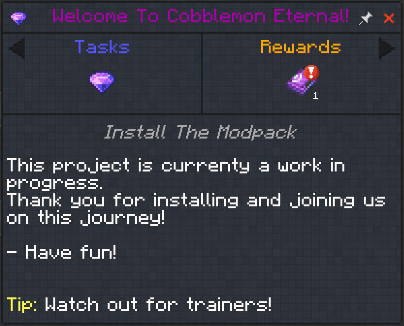 Zrzut ekranu modpacka Cobblemon Eternal: The Minecraft Pokémon Experience (3/3)