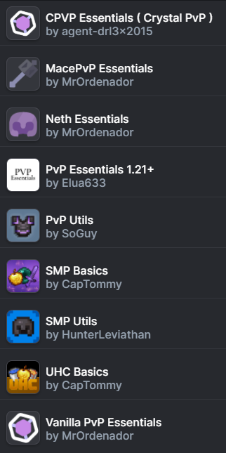 Screenshot des Modpacks FlareFryze PvP+FPS Modpack (1/3)